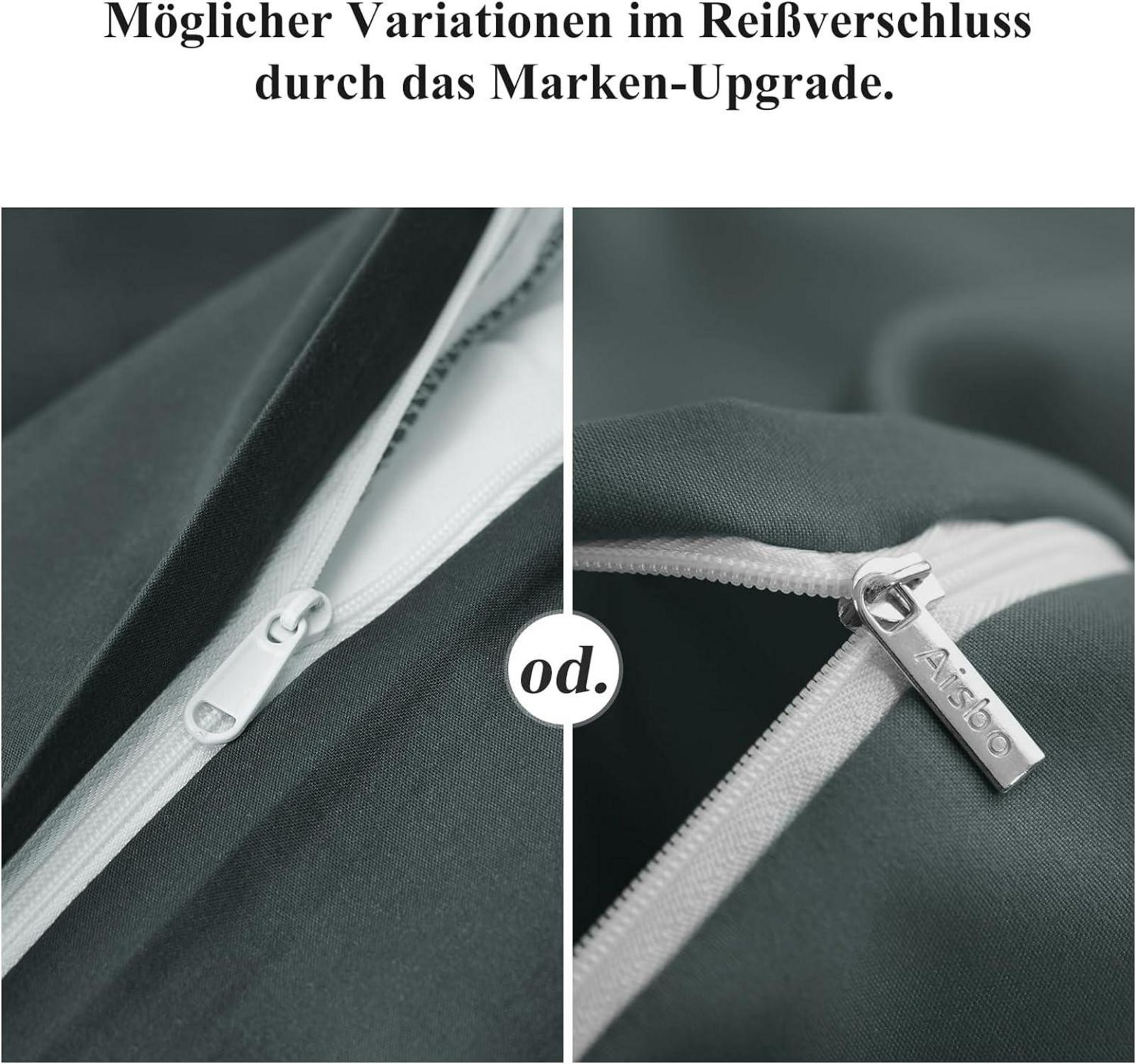 Bettwäsche Set Grau 135x200cm 4tlg Mikrofaser Reißverschluss