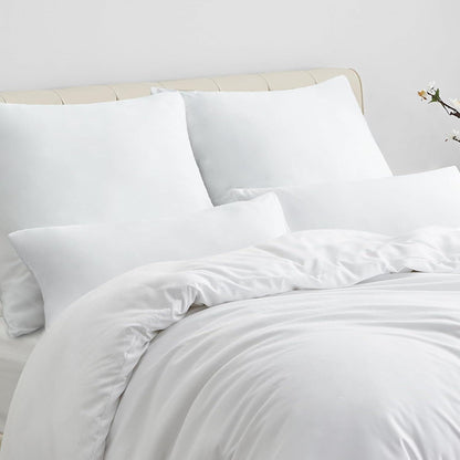 Bettwäsche Set 220x240 Weiß Mikrofaser Reißverschluss 3tlg