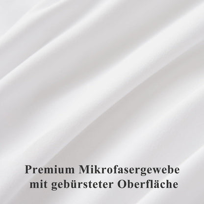 Bettwäsche Set 220x240 Weiß Mikrofaser Reißverschluss 3tlg