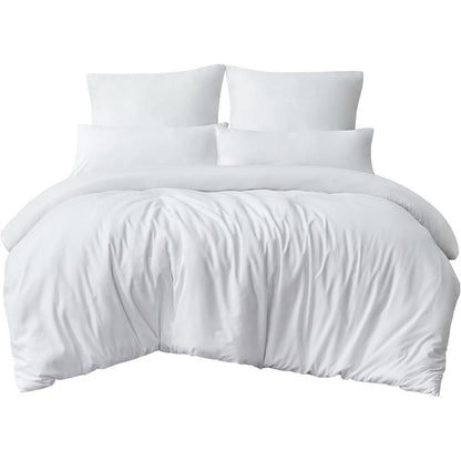 Bettwäsche Set 220x240 Weiß Mikrofaser Reißverschluss 3tlg