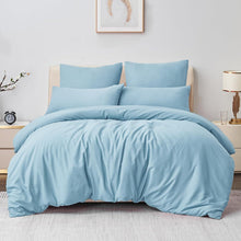 Bettwäsche Set 200x220 Hellblau Mikrofaser Reißverschluss