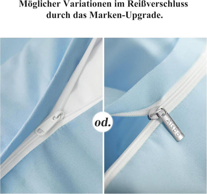 Bettwäsche Set 200x220cm Hellblau 3tlg Mikrofaser bügelfrei