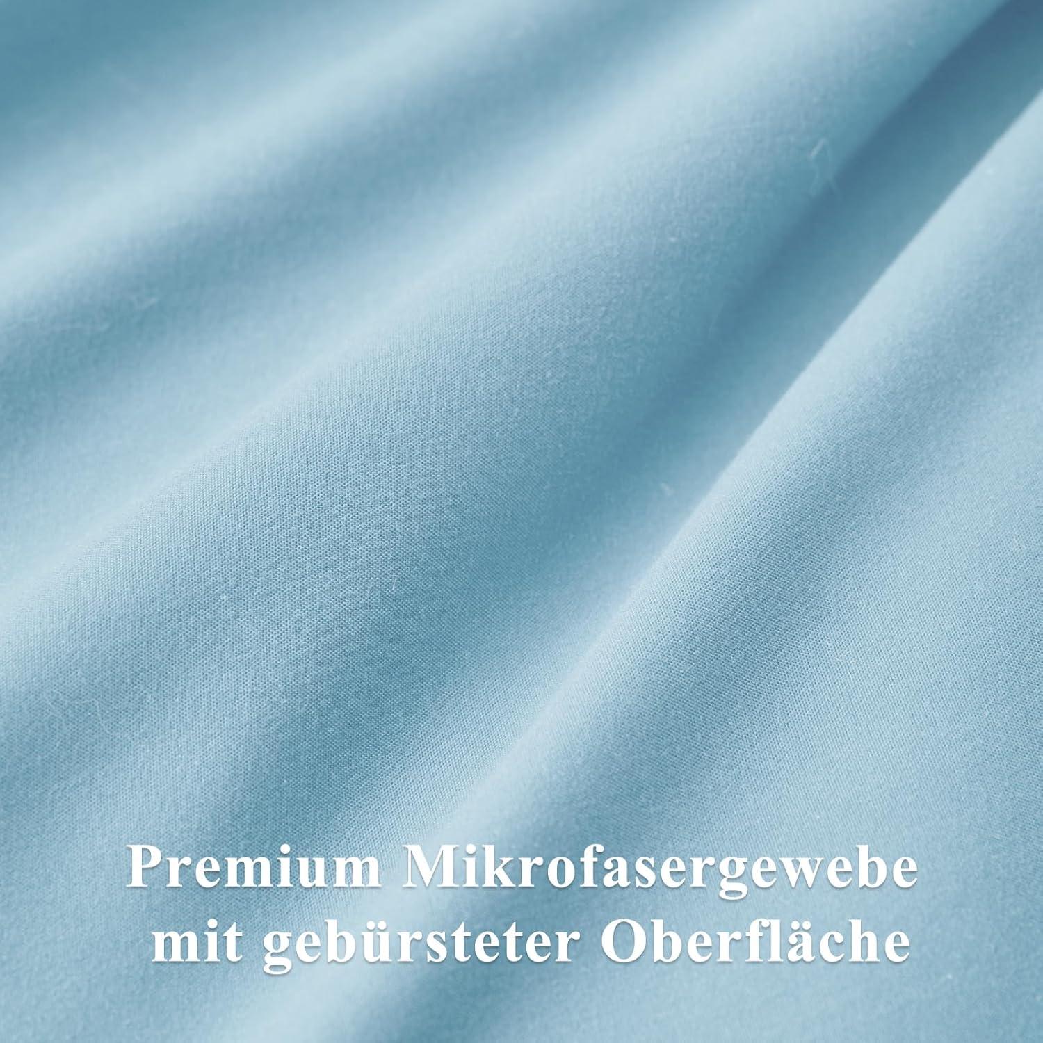 Bettwäsche 200x220 Hellblau 3tlg Set Mikrofaser Reißverschluss
