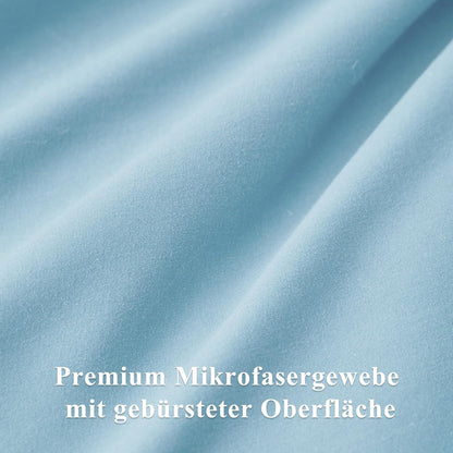Bettwäsche 200x220 Hellblau 3tlg Set Mikrofaser Reißverschluss