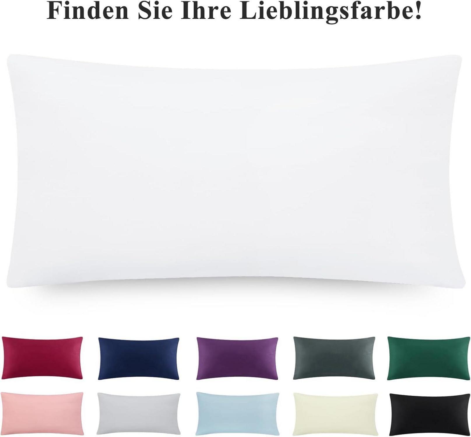 Kissenbezug 40x80 Weiß Mikrofaser 2er Set Reißverschluss - Weich & Pflegeleicht