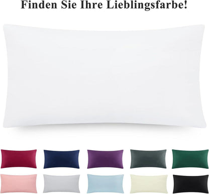 Kissenbezug 40x80 Weiß Mikrofaser 2er Set Reißverschluss - Weich & Pflegeleicht