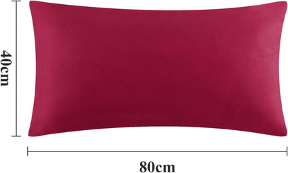 Kissenbezug 40x80 Rot 2er Set Mikrofaser Weich Reißverschluss