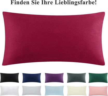 Kissenbezug 40x80 Rot 2er Set Mikrofaser Weich Reißverschluss