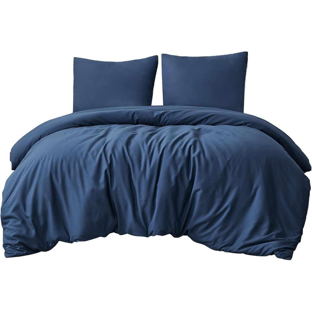 Bettwäsche-Set 200x200cm Mikrofaser Marineblau mit Reißverschluss