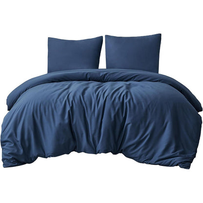 Bettwäsche-Set 200x200cm Mikrofaser Marineblau mit Reißverschluss