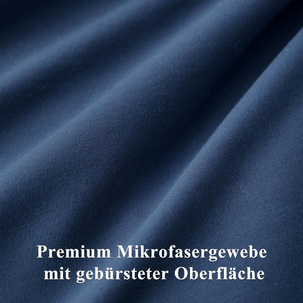 Bettwäsche-Set 200x200cm Mikrofaser Marineblau mit Reißverschluss
