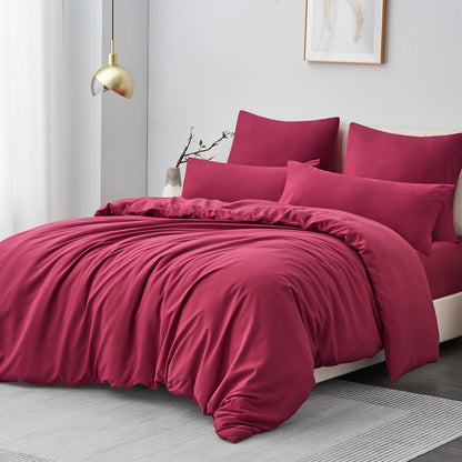 Rot Mikrofaser Bettwäsche Set 200x200cm 3tlg mit