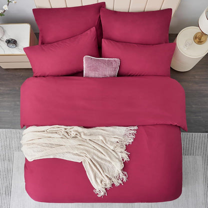 Bettwäsche Set 200x200 Rot Mikrofaser mit Reißverschluss