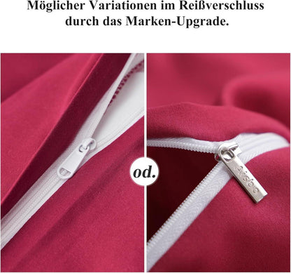 Bettwäsche Set 200x200cm Rot mit Kissenbezug 3tlg Mikrofaser