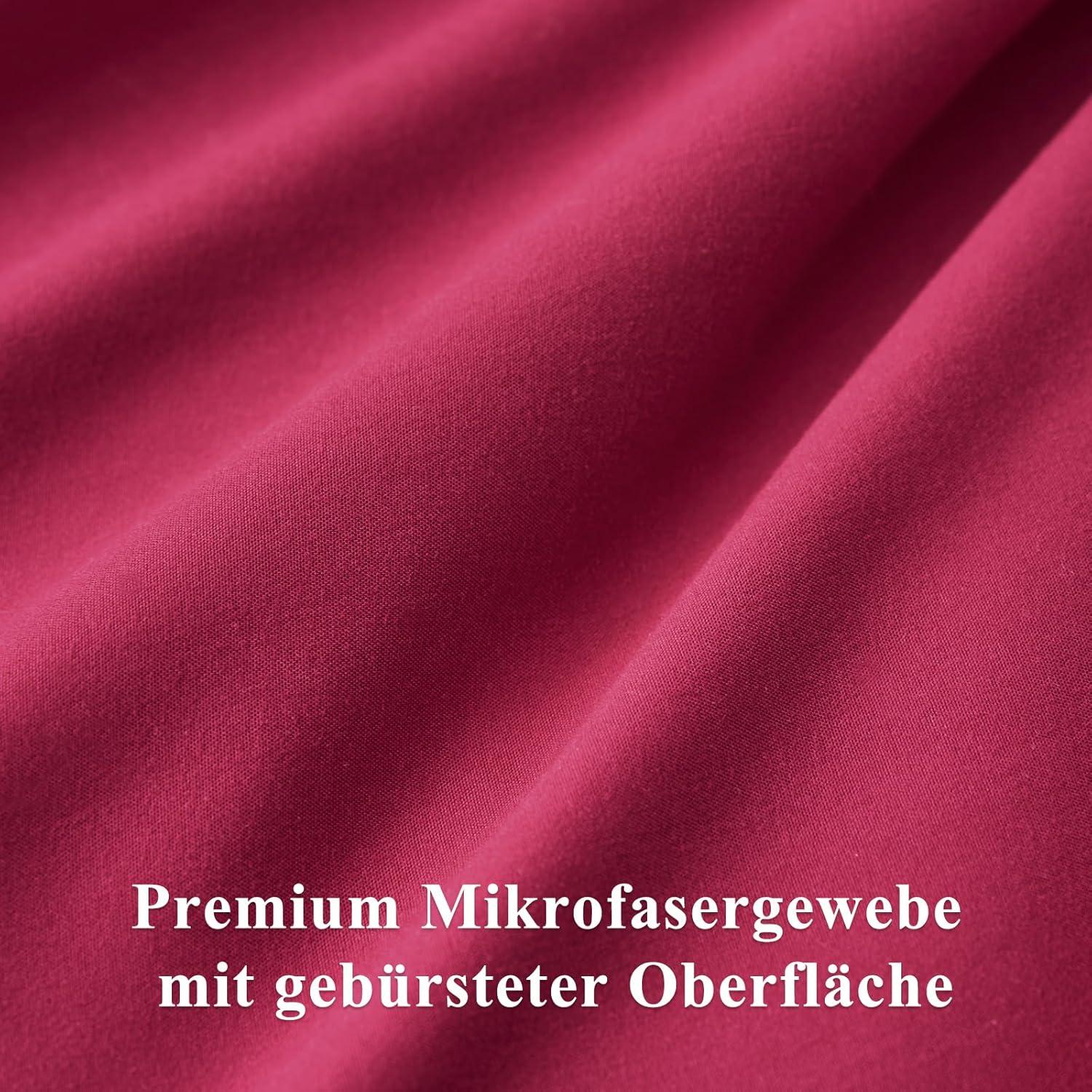 Bettwäsche 200x200 Rot 3tlg Mikrofaser Reißverschluss weich und