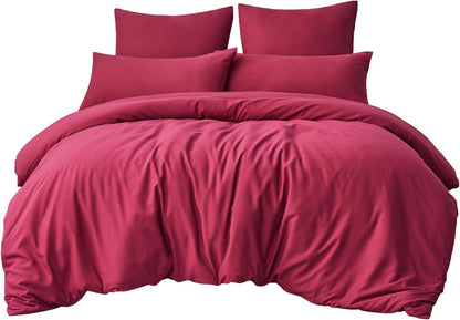 Bettwäsche Set 200x200cm Rot mit Kissenbezug 3tlg Mikrofaser