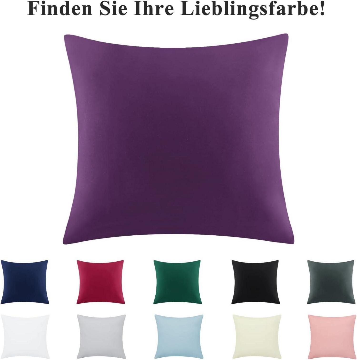 2er Set lila Kissenbezug 80x80, Mikrofaser, Reißverschluss, weich & atmungsaktiv