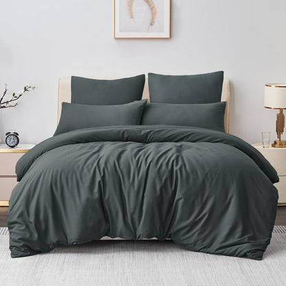 Bettwäsche Set Mikrofaser 200x220 3tlg Grau Reißverschluss