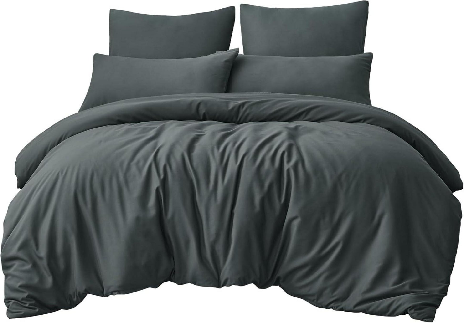 Bettwäsche 200x220cm 3tlg Grau Mikrofaser Reißverschluss weich & bügelfrei