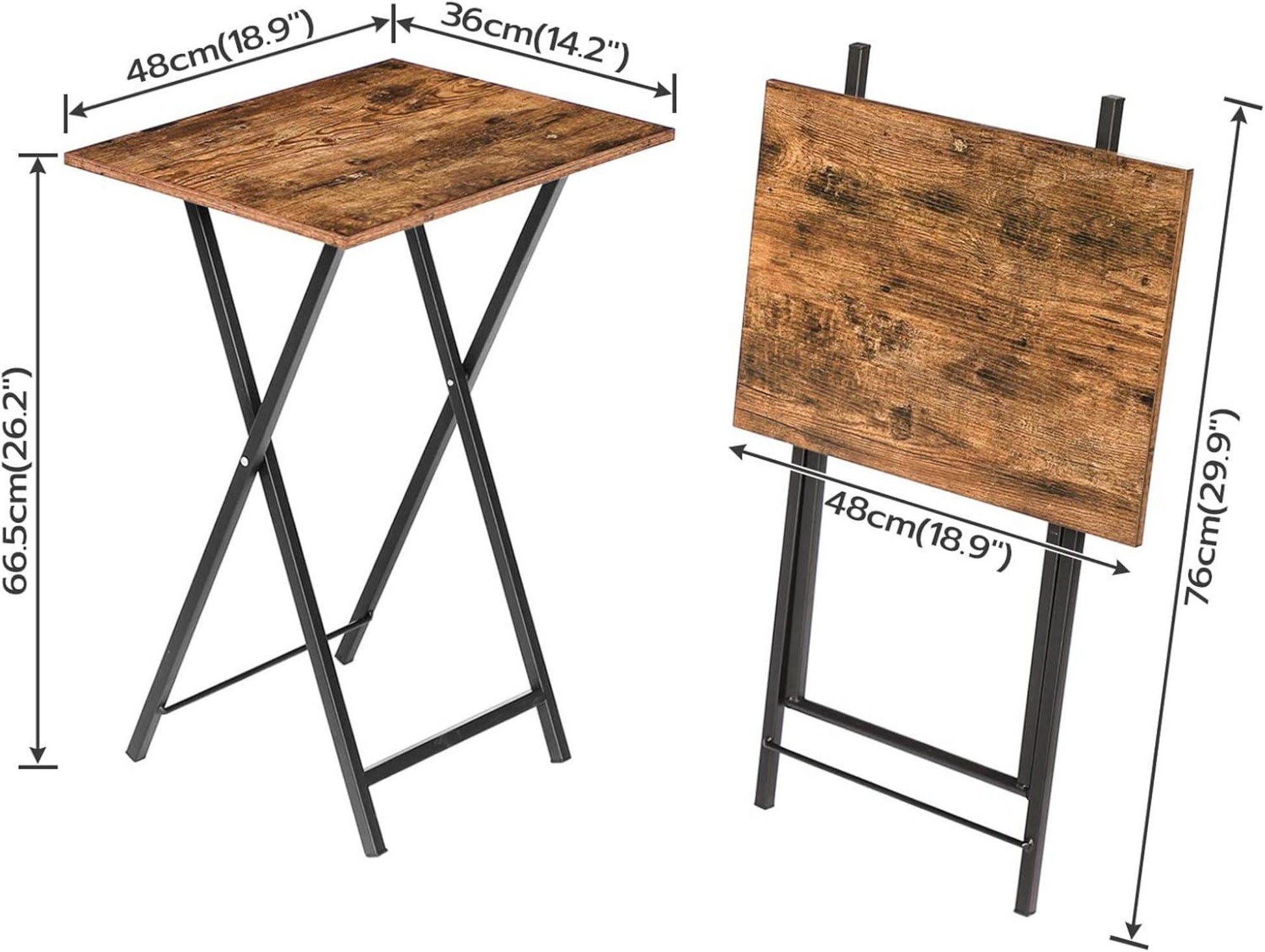 Beistelltisch Klappbar Tablett Tisch Industriestil Dunkelbraun-Schwarz