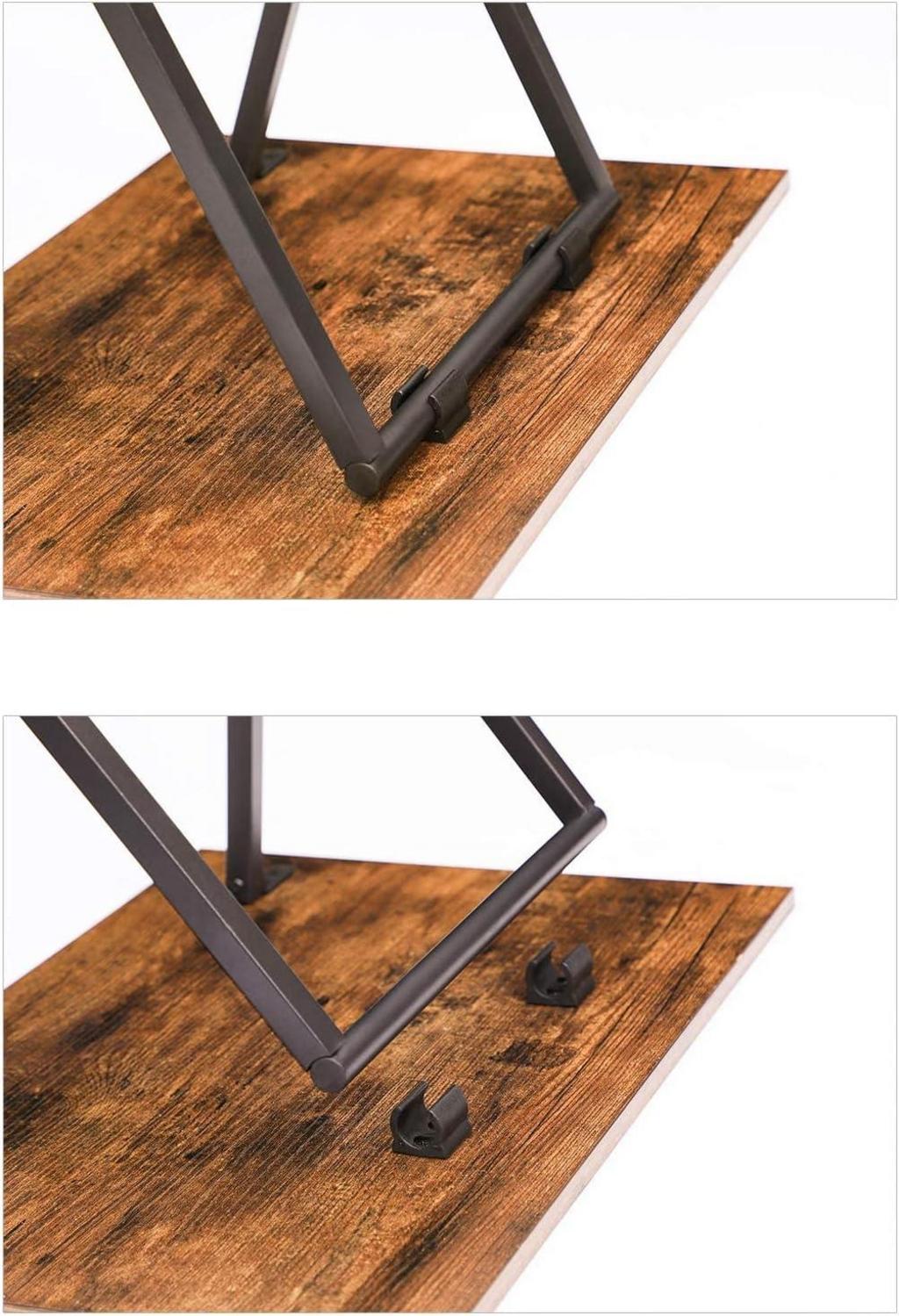 HOOBRO Beistelltisch Klappbar Tablett Tisch Industriestil Dunkelbraun-Schwarz
