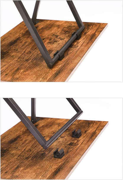 HOOBRO Beistelltisch Klappbar Tablett Tisch Industriestil Dunkelbraun-Schwarz