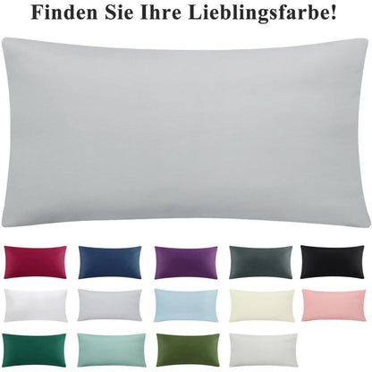 Kissenbezug 40x80 2er Set Hellgrau Mikrofaser Reißverschluss