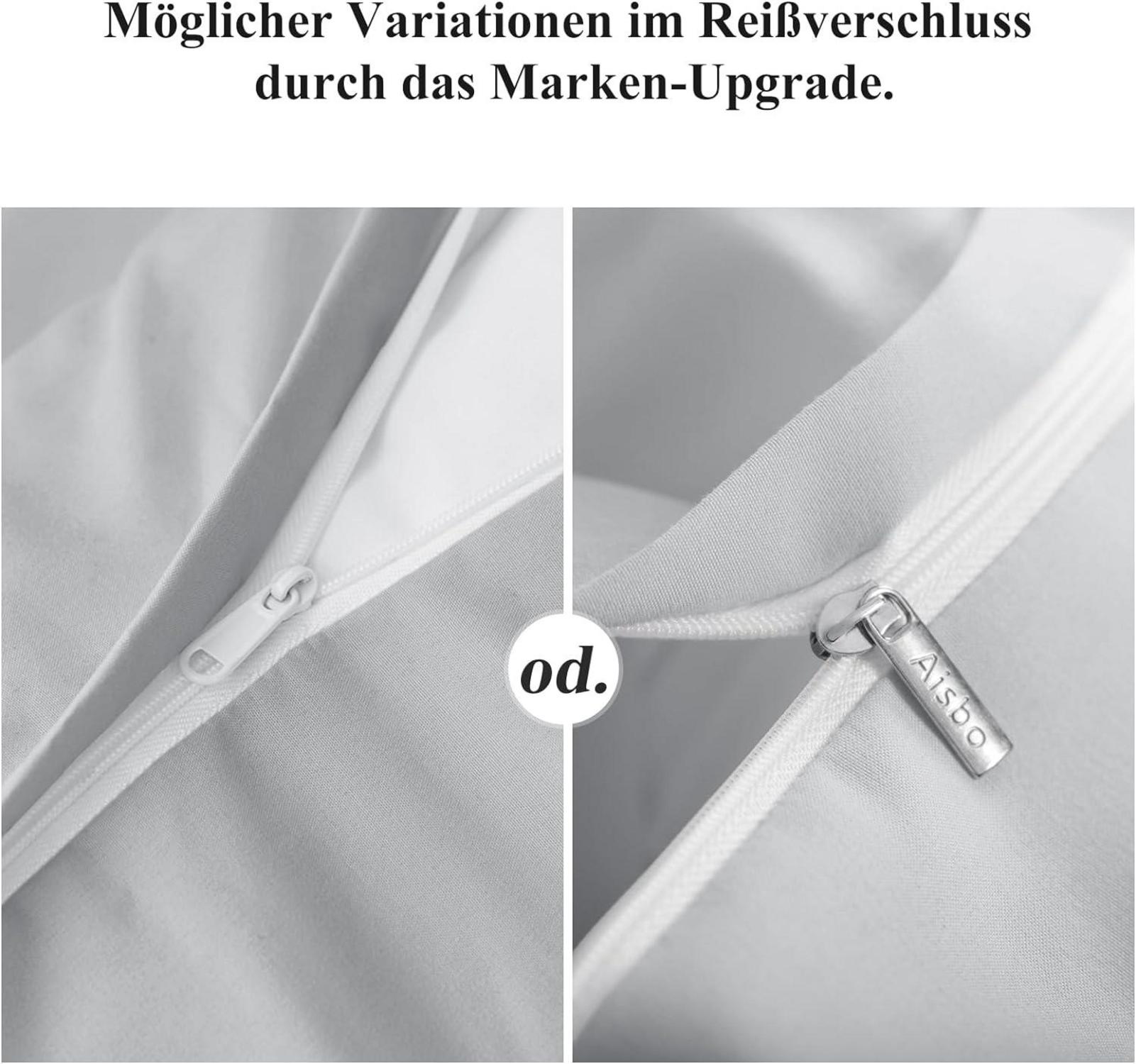 Kopfkissenbezug 40x80cm 2er Set Hellgrau Mikrofaser Weich Reißverschluss