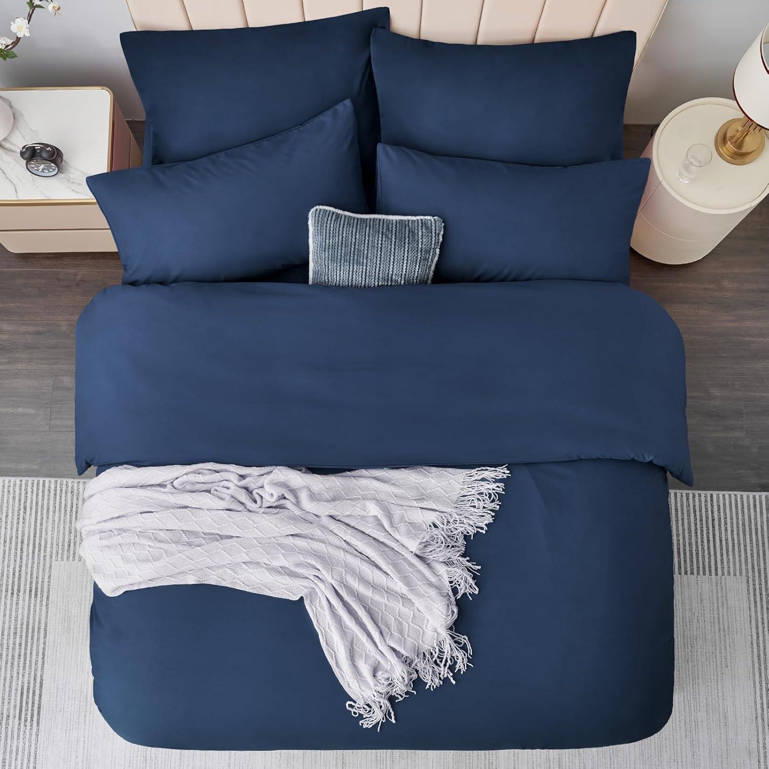 Bettwäsche-Set Blau 220x240cm 3tlg Mikrofaser Reißverschluss
