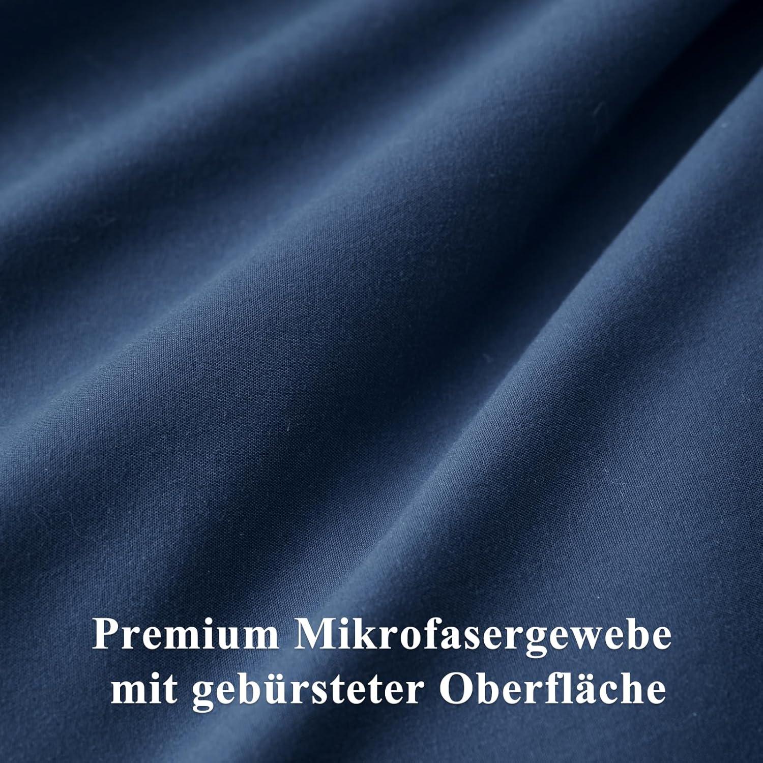 Bettwäsche 220x240 Blau Set Mikrofaser Reißverschluss weich bügelfrei