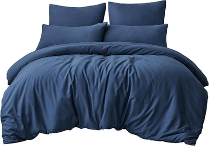 Bettwäsche Set 220x240 Blau 3tlg Mikrofaser Reißverschluss weich bügelfrei