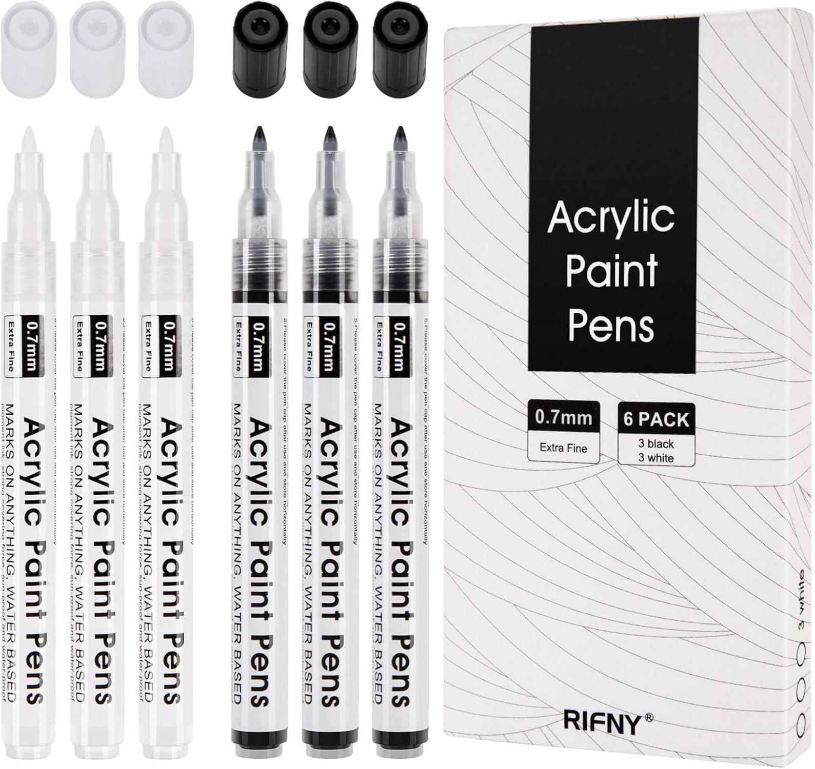 Acrylstifte Wasserfest Permanent für Steine Bemalen Set 3 Schwarz 3