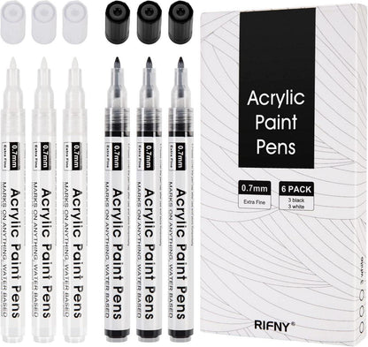 Acrylstifte Wasserfest Permanent für Steine Bemalen Set 3 Schwarz 3