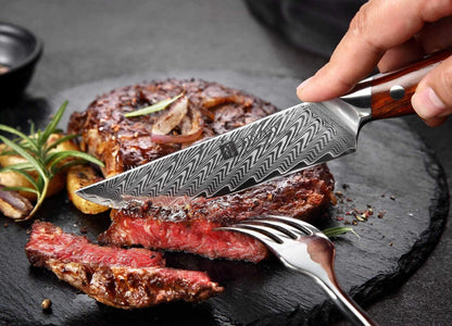 Damaststahl Steakmesser Set 4-teilig Premium Besteckmesser 12.7cm mit