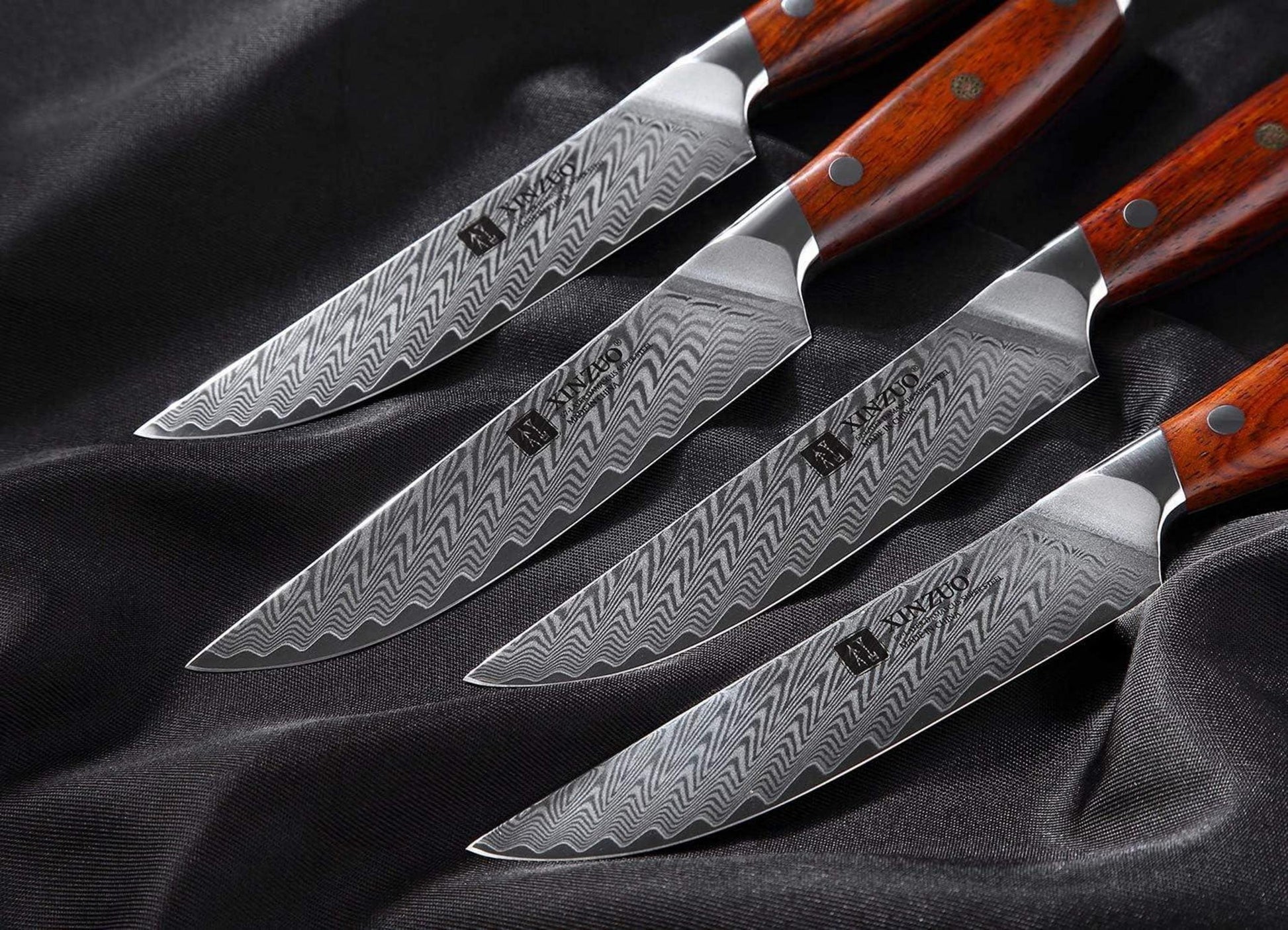 XINZUO Damaststahl Steakmesser Set 4-teilig 12.7cm Premium Besteckmesser Kit