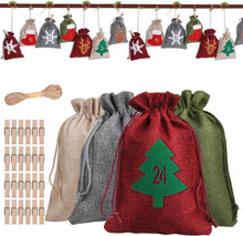 DIY Adventskalender Stoffsäckchen Jutesacken 24 Adventszahlen Filz