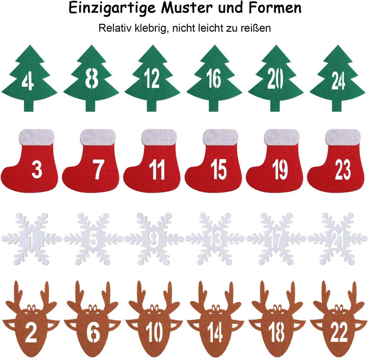 DIY Adventskalender 24 Jutesacken Weihnachtskalender Bastelset Filz