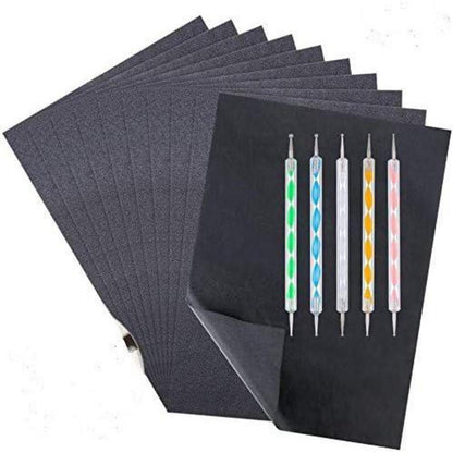 100 Blatt Kohlepapier mit 5 Prägestift Set, A4