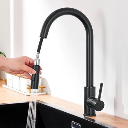 Lonheo Schwarz Wasserhahn Küche Ausziehbar 360° Hochdruck 2