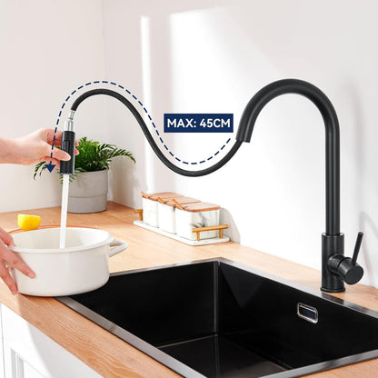 Lonheo Schwarz Wasserhahn Küche Ausziehbar 360° Hochdruck 2