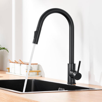 Schwarzer Wasserhahn Küche Ausziehbar 360° Brause Edelstahl