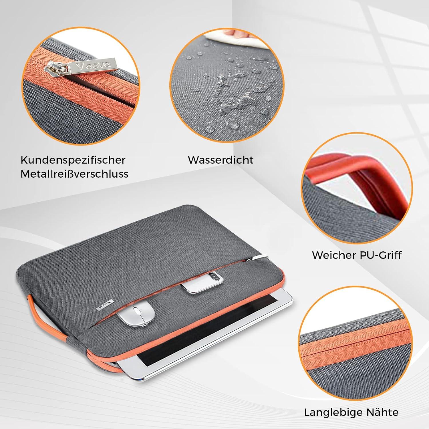 Voova Laptophülle 15.6 16 Zoll Laptop Tasche MacBook Pro Acer ConceptD Dunkelgrau