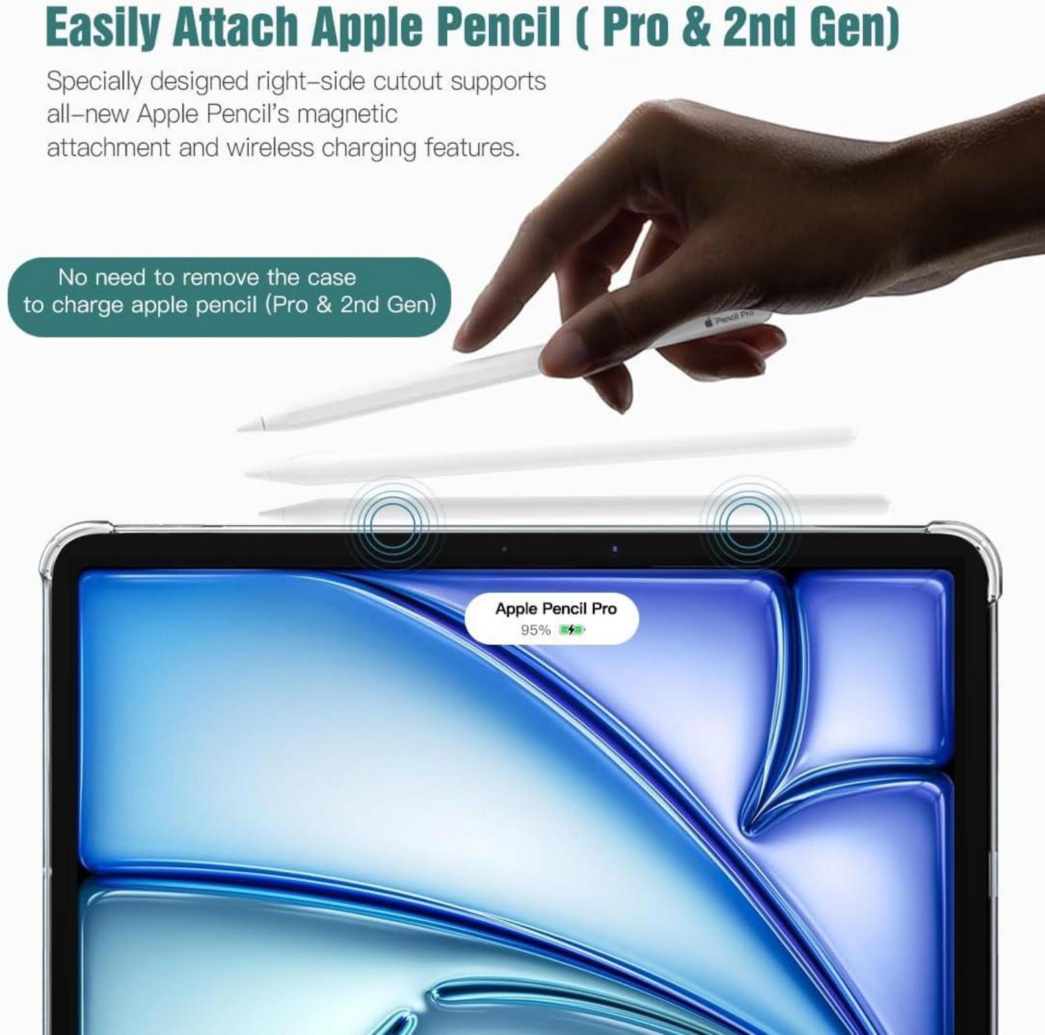 Schutzhülle für iPad Air 11 Zoll 2024, TPU Klar Transparent, Apple Pencil