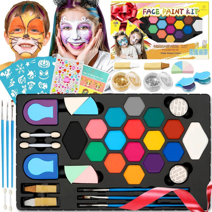 Kinder Schminke Set Fasching 16 Farben + Extras