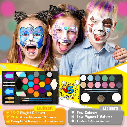 Kinder Schminke Set Fasching 16 Farben + Extras