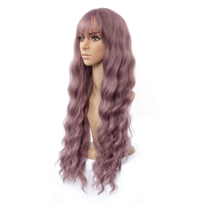Lange lockige Lila Damen Perücke mit Pony – 28 Zoll Cosplay Perücke