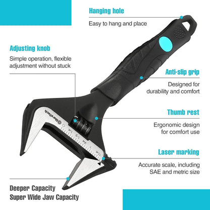 Verstellbarer Rollgabelschlüssel 200mm CR-V Stahl