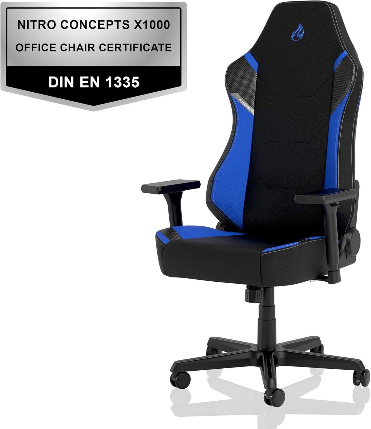 Ergonomischer Gaming Stuhl X1000 Bürostuhl Schwarz Blau 135kg - Kissen inklusive