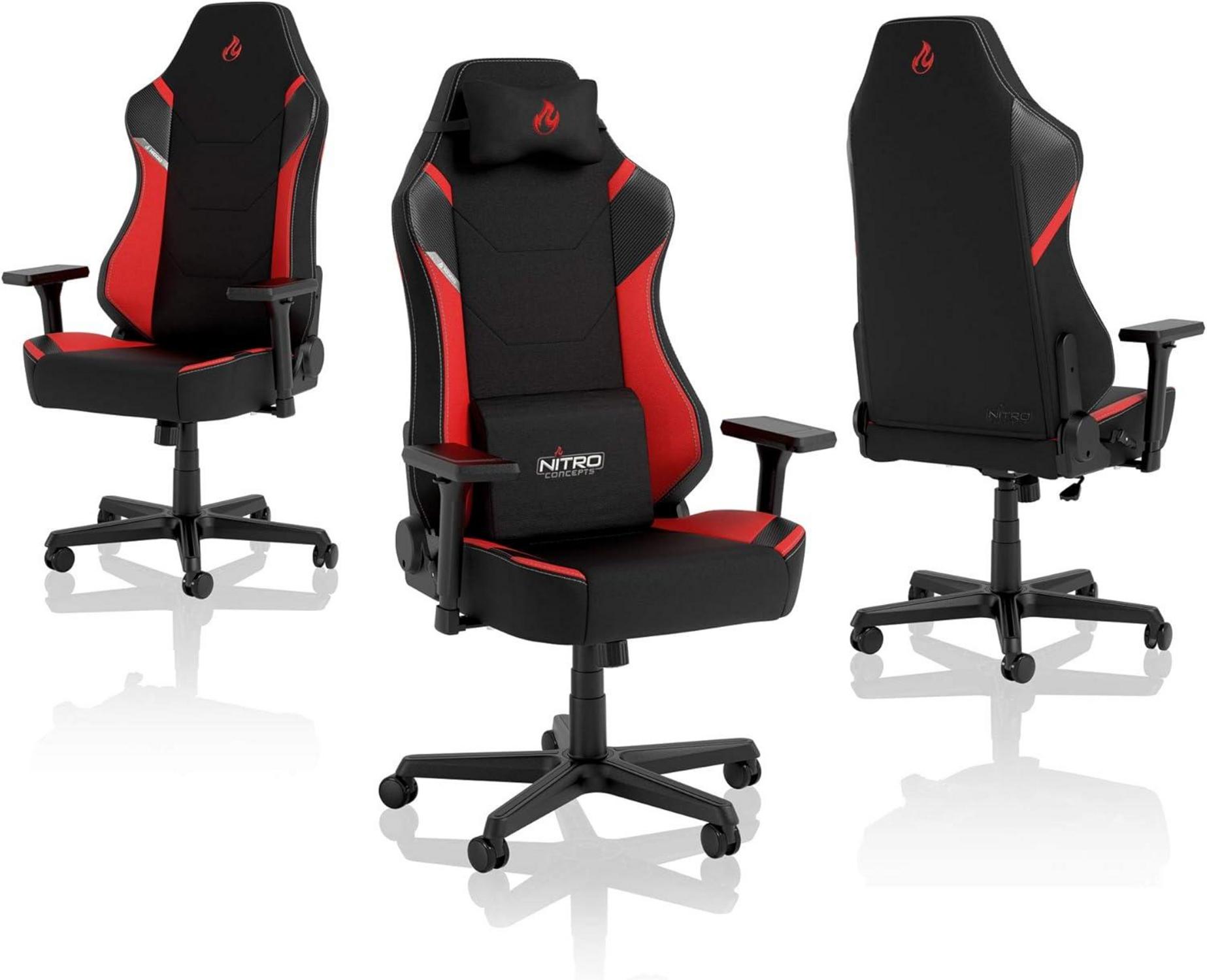 Gaming Stuhl Bürostuhl X1000 Ergonomisch Drehstuhl Rollen Schwarz/Rot