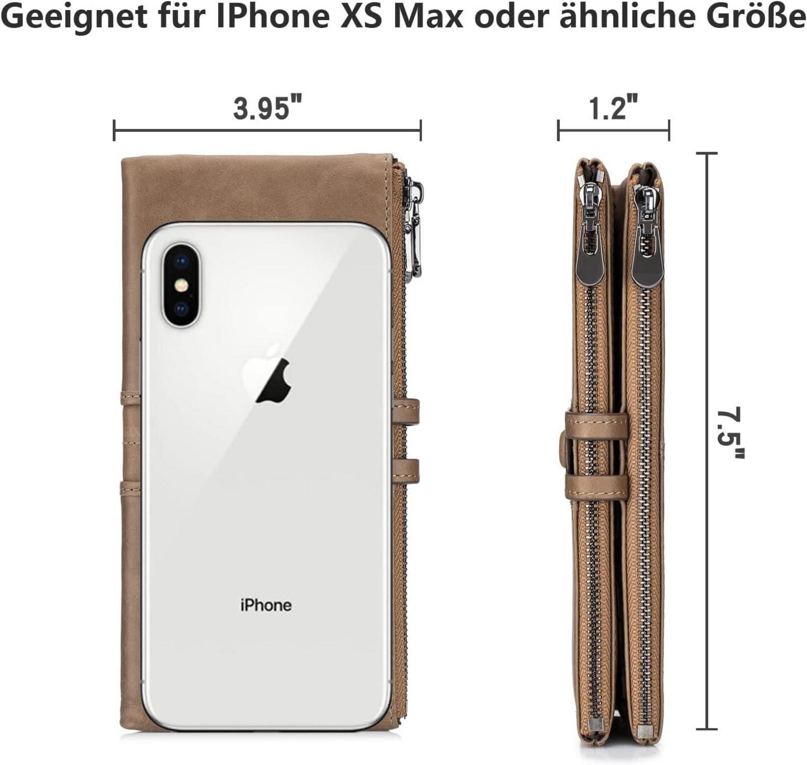 Damen Geldbörse Vintage Leder RFID Schutz 13 Kartenfächer apricot